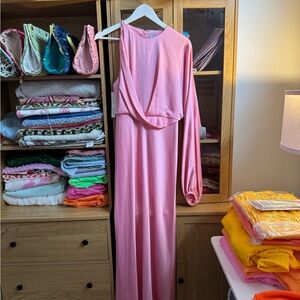 Anthropologie One Shoulder Pink Dress